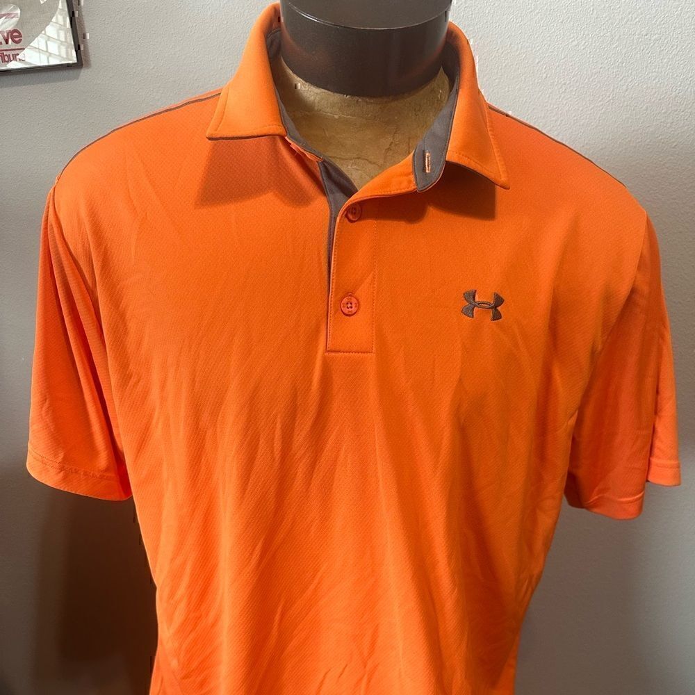 Under Armour HeatGear Mens XXL Orange Short Sleeve Polo